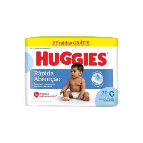 FRALDA HUGGIES TRIPLA PROTECAO MEGA G 30UN