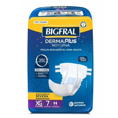 FRALDA BIGFRAL DERMA PLUS NOTURNA ADULTO XG 7UN