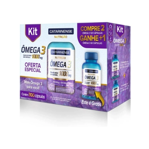 OMEGA 3 CATARINENSE 1000MG KIT COM 2X120 CAPSULAS + OMEGA 3 1000MG COM 60 CAPSULAS