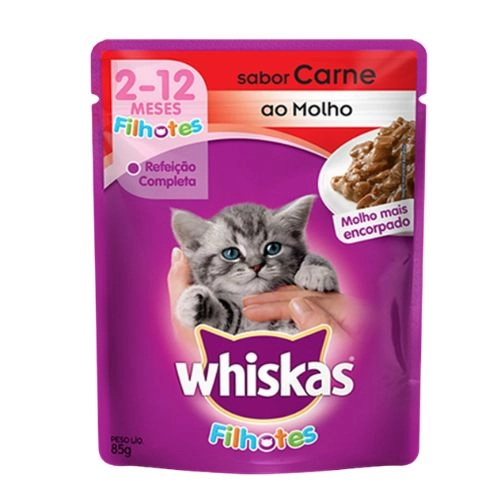 RACAO WHISKAS SACHE CARNE FILHOTE 85G 