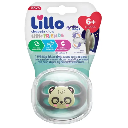 CHUPETA LILLO SIL ORT T2 LITTLE FRIENDS PANDA CINZA 638401 1