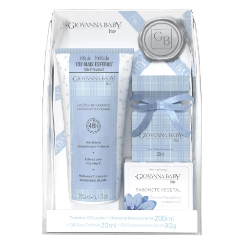 KIT GIOVANNA BABY HIDRATANTE+COLONIA+SABONETE BLUE 3UN 200ML+20ML+90G