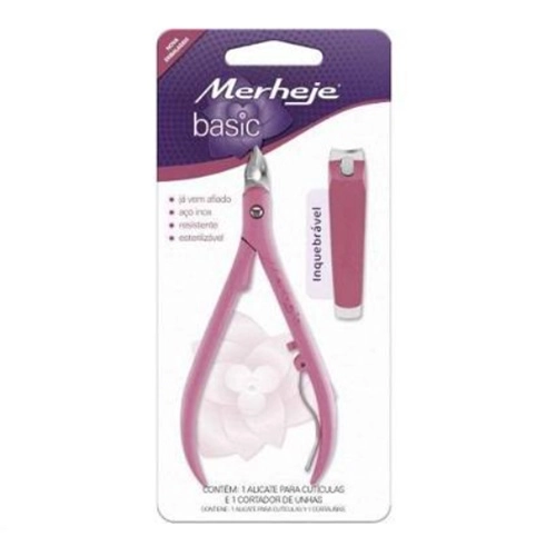 KIT MERHEJE SUPER ALICATE PARA CUTICULAS+CORTADOR DE UNHAS