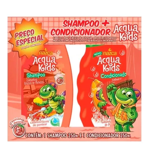 KIT SHAMPOO E CONDICIONADOR ACQUA KIDS LISOS E FINOS 250ML