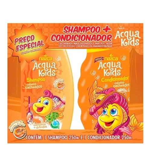 KIT SHAMPOO E CONDICIONADOR ACQUA KIDS CACHEADOS 250ML