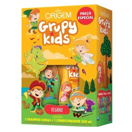KIT ORIGEM SHAMPOO+CONDICIONADOR GRUPY KIDS ADEUS FRIZZ 500ML+250ML