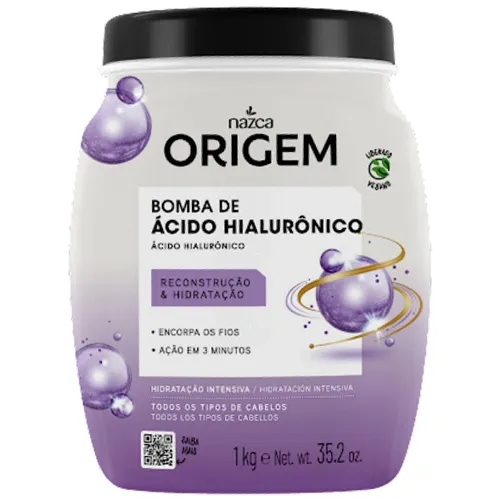 CREME CAPILAR HIDRATACAO ORIGEM BOMBA DE ACIDO HIALURONICO 1KG