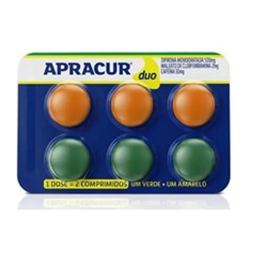 APRACUR DUO 500MG+2MG+30MG ENV 6CP REV