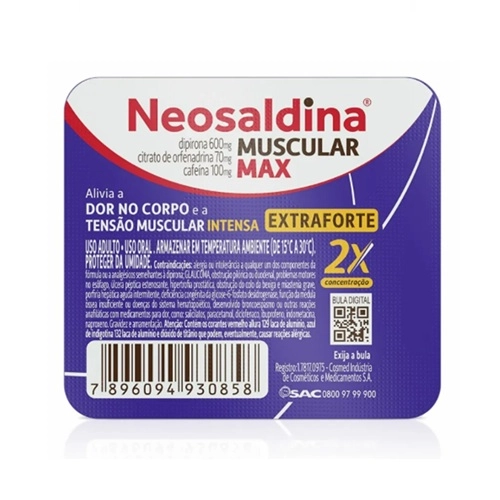 NEOSALDINA MUSCULAR MAX 600MG+70MG+100MG ENV 4CP REV