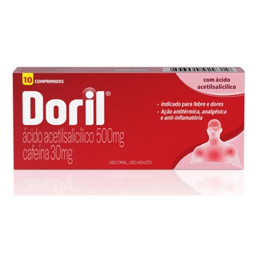 Doril Acido Acetilsalicilico 500Mg + Cafeina 30Mg - 10 Comprimidos
