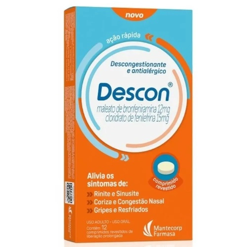 Descon 12Mg+15Mg 12 Comprimidos Revestidos Liberacao Prolongada