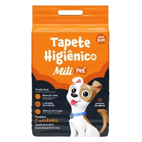 TAPETE HIGIENICO MILI PET COM 7 UNIDADES 