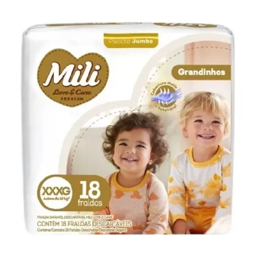 FRALDA MILI LOVE&CARE JUMBO XXXG 18 UNIDADES