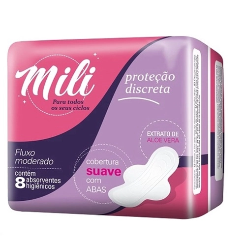 ABSORVENTE MILI BEAUTY INTERNO MEDIO FLUXO MODERADO 8UN
