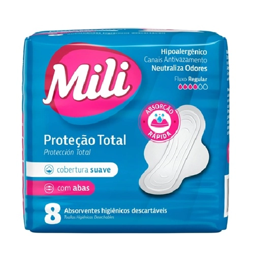 ABSORVENTE MILI CONFORT TOTAL SUAVE ABAS 8UN