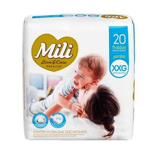 FRALDA MILI LOVE&CARE JUMBO XXG 20UN