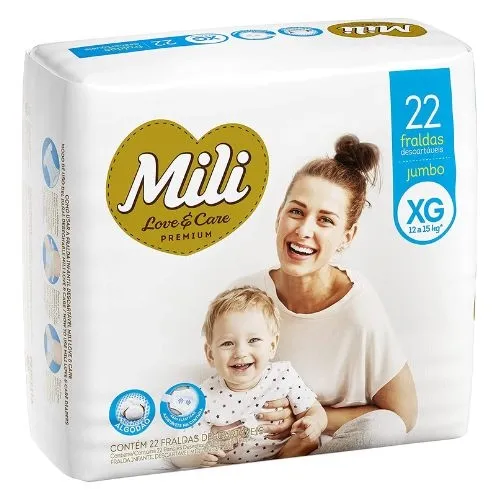 FRALDA MILI LOVE&CARE XG 22 UN