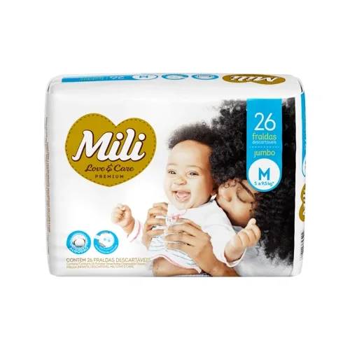 Fralda Mili Love&Care M 26 Un