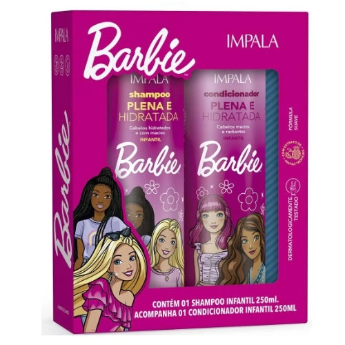 KIT IMPALA SHAMPOO+CONDICIONADOR BARBIE PLENA E HIDRATADA 250ML+250ML