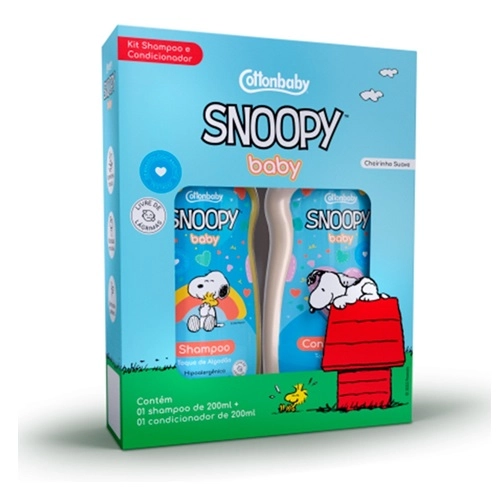 KIT SNOOPY BABY SHAMPOO+CONDICIONADOR TOQUE DE ALGODAO 200ML+200ML