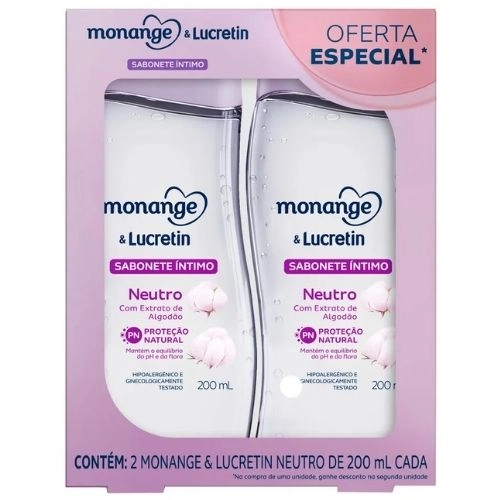 SABONETE LIQ INTIMO MONANGE&LUCRETIN NEUTRO 2UN 200ML+200ML
