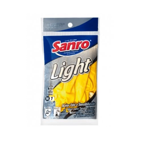 LUVA LATEX M MULTIUSO SANRO LIGHT 1PAR