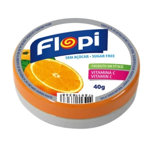 BALA FLOPI LARANJA SEM ACUCAR 40G