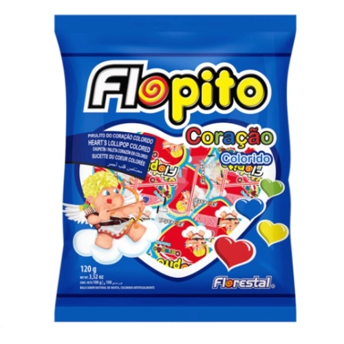 PIRULITO FLORESTAL FLOPITO CORACAO COLORIDO 500G
