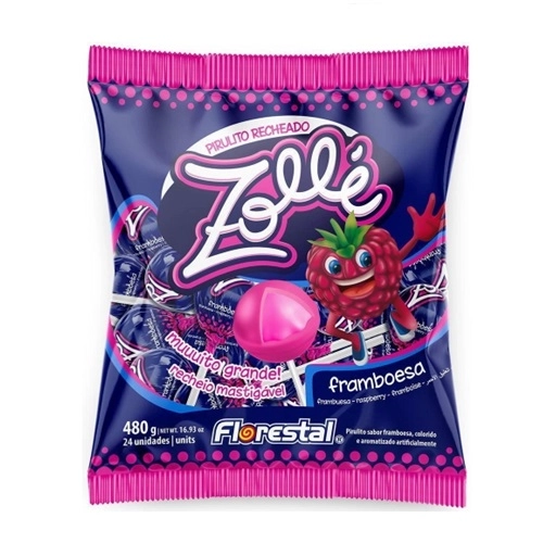Pirulito Zolle Framboesa 120G 6Unidades