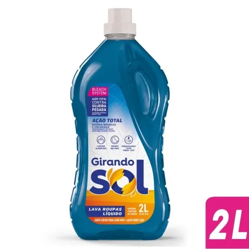 Lava Roupa Girando Sol Liquido Acao Total 2L