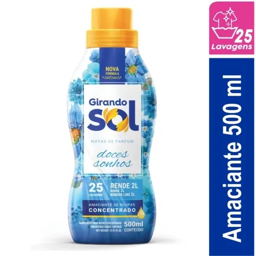 Amaciante Girando Sol Concentrado Doces Sonhos 500Ml