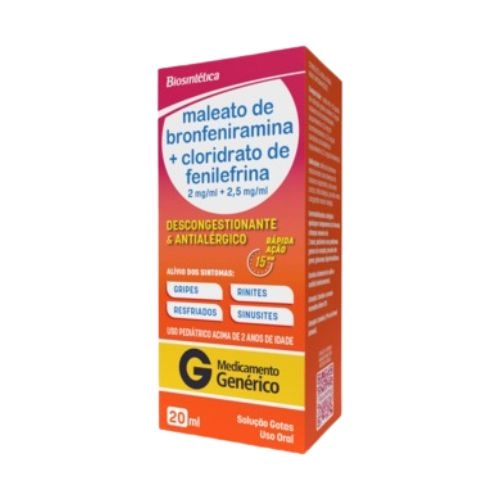 MALEATO DE BRONFENIRAMINA+CLORIDRATO DE FENILEFRINA 2MG+2,5MG/ML GTS 20ML