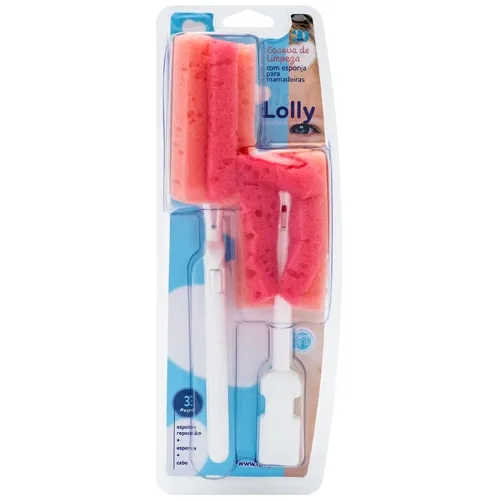 ESCOVA MAMADEIRA LOLLY C/ESPONJA ROSA 7082 2UN