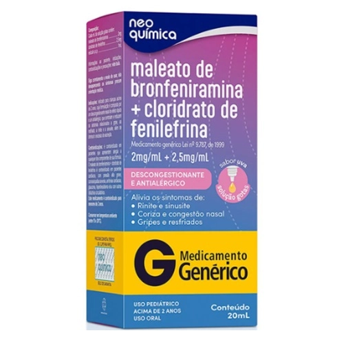 MALEATO DE BRONFENIRAMINA+CLORIDRATO DE FENILEFRINA 2MG+2,5MG/ML GTS 20ML