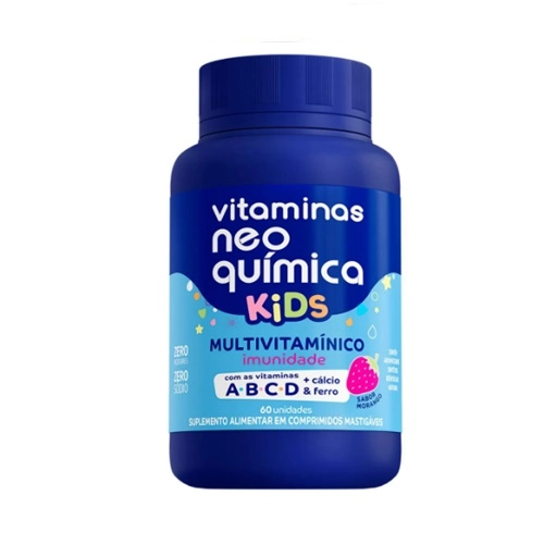 VITAMINAS NEO QUIMICA KIDS MORANGO 60 COMPRIMIDOS MASTIGAVEIS