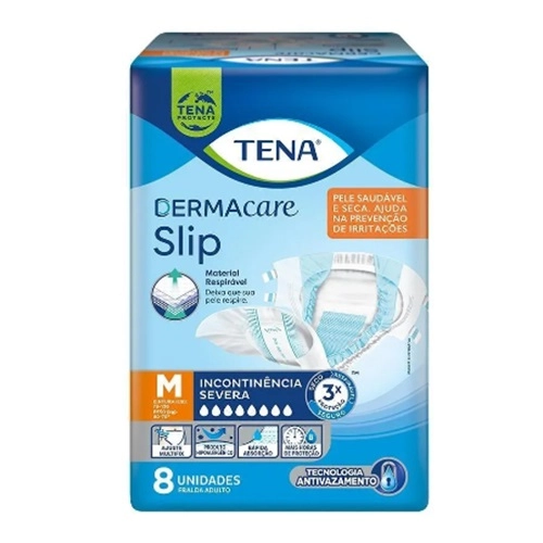 FRALDA GERIATRICA TENA DERMACARE SLIP 8 UNIDADES