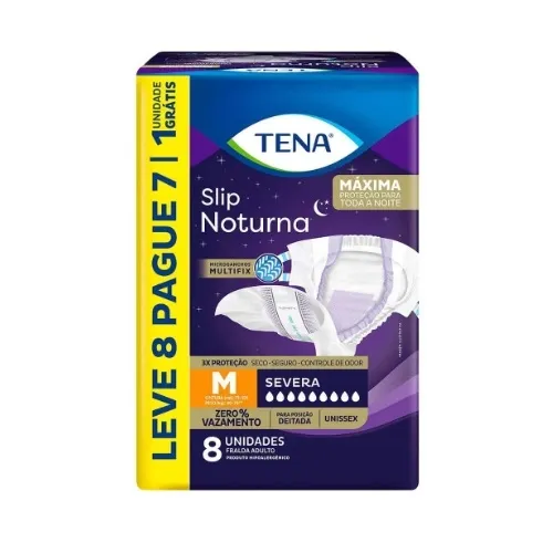 FRALDA GERIATRICA UNISSEX TENA SLIP NOTURNA M ABSORCAO INTENSA 8 UNIDADES