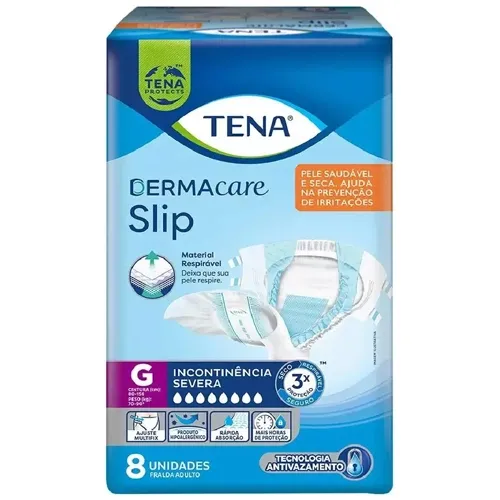 FRALDA TENA SLIP DERMACARE ADULTO G 8UN