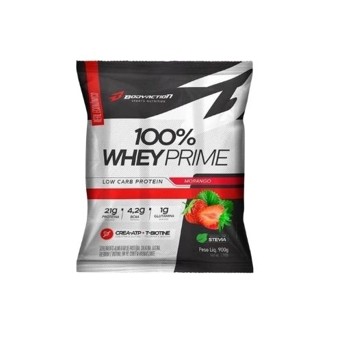 WHEY 100%PRIME BODY ACTION MORANGO PO REFIL 900G