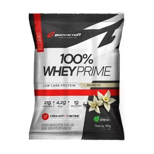 WHEY 100%PRIME BODY ACTION BAUNILHA REFIL PO 900G