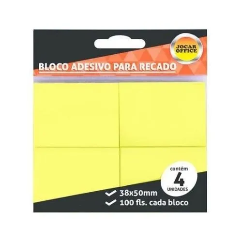 Bloco Adesivo Para Recado Jogar Office Com 4 - Amarelo