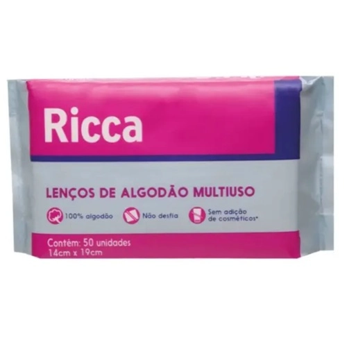 LENCOS DE ALGODAO MULTIUSO RICCA 50UN