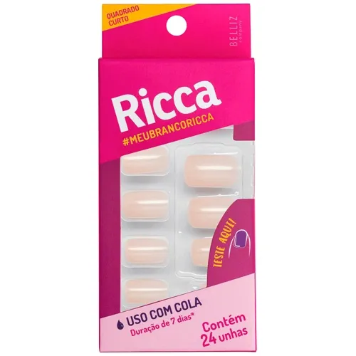 UNHAS POSTICAS RICCA QUADRADAS CURTAS BRANCO SONHO 1335 24U