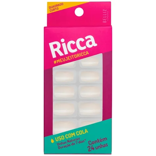 UNHAS POSTICAS RICCA NATURAIS QUADRADAS CURTAS 1336 24UN