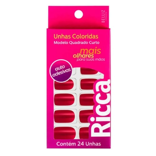 UNHAS POSTICAS RICCA CURTO VERMELHO BORDO 24UN