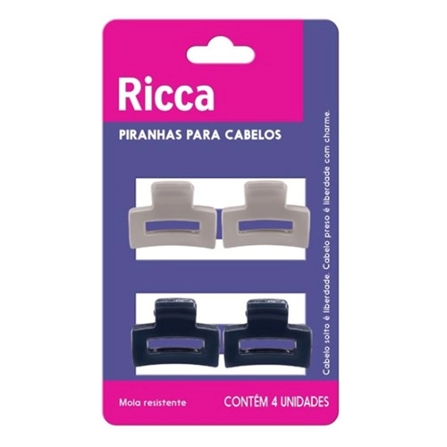 PRENDEDOR CABELO RICCA PIRANHA GLAM FALL MINI 4UN
