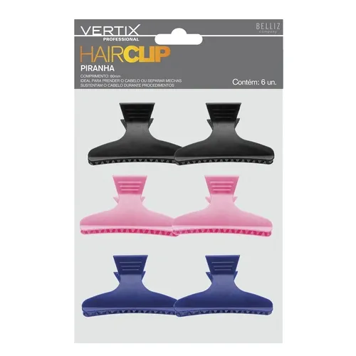 PRENDEDOR CABELO VERTIX PIRANHA 80MM 6UN