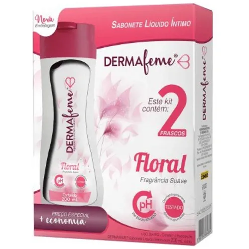 SABONETE LIQUIDO DERMAFEME KIT 2UN FLORAL 200ML
