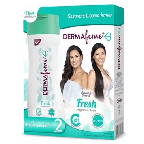 SABONETE LIQUIDO DERMAFEME KIT 2UN FRESH 200ML