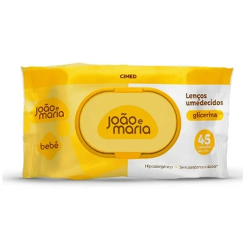 TOALHAS UMEDECIDAS JOAO&MARIA BEBE RECEM NASCIDO 45UN